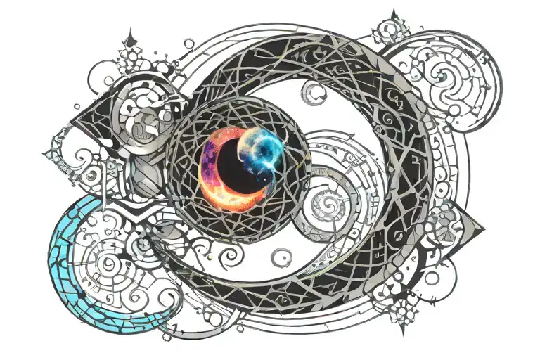 A Crescent Moon Entwined With Tendrils Of Void Energy