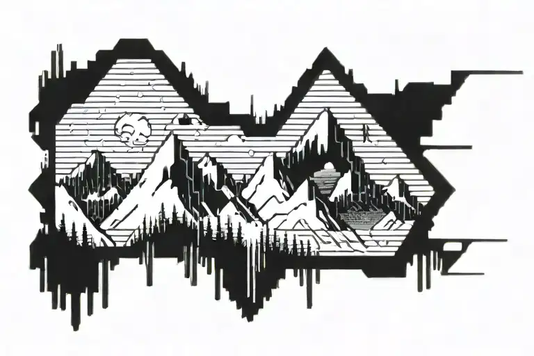 Pixelated Mountain Landscape