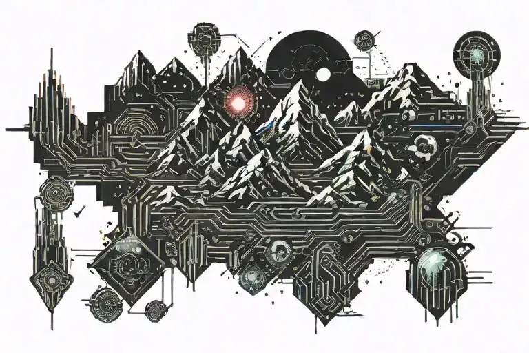 Pixelated Mountain Landscape