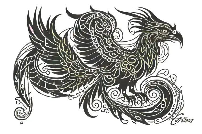 Phoenix Very Determined Look Shaking Off Ashes Symbolizing Overcoming Life Struggles Blacklight Ink