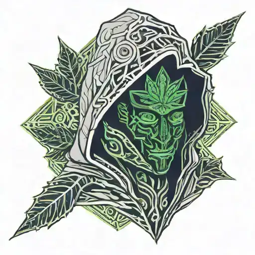 Hooded Warrior With Weed Leaf Shaped Like