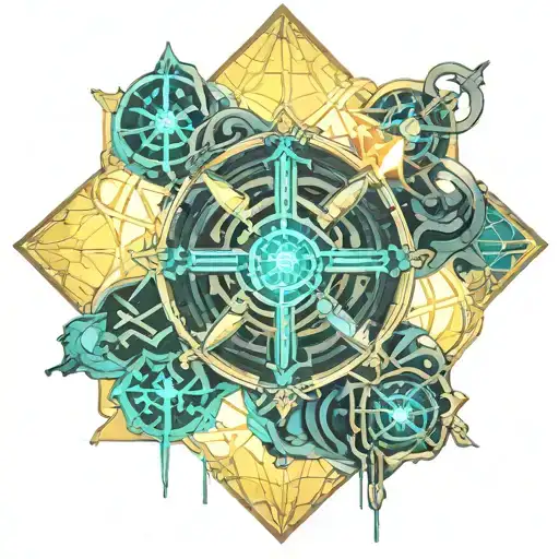 Roman Catholic Cross Surrounded By Stained Glass