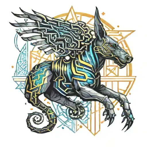 Anubis And Scorpion In Watercolor