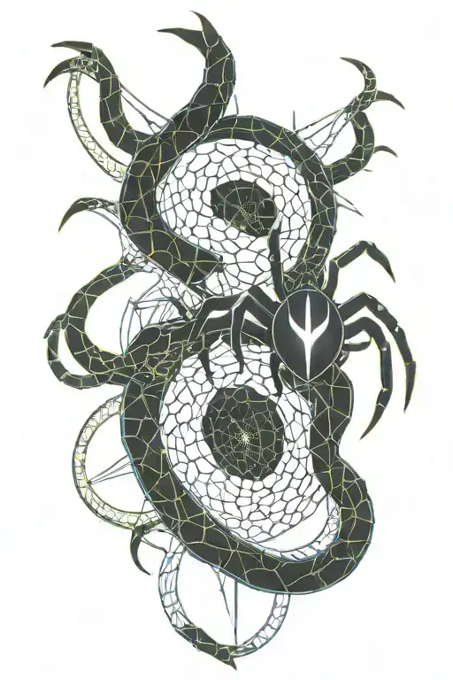 Spider And Snake Intertwined