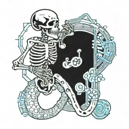 Skeleton Playing Saxaphone Wearing A Sailor Suit