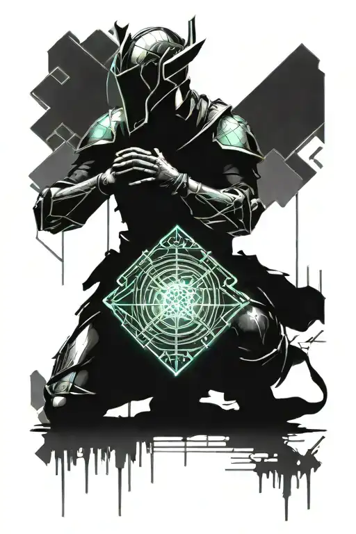 Gothic Knight On His Knees Praying