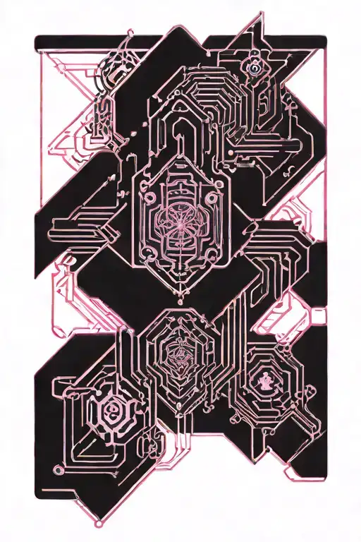 Line Tattoo Black With Pink