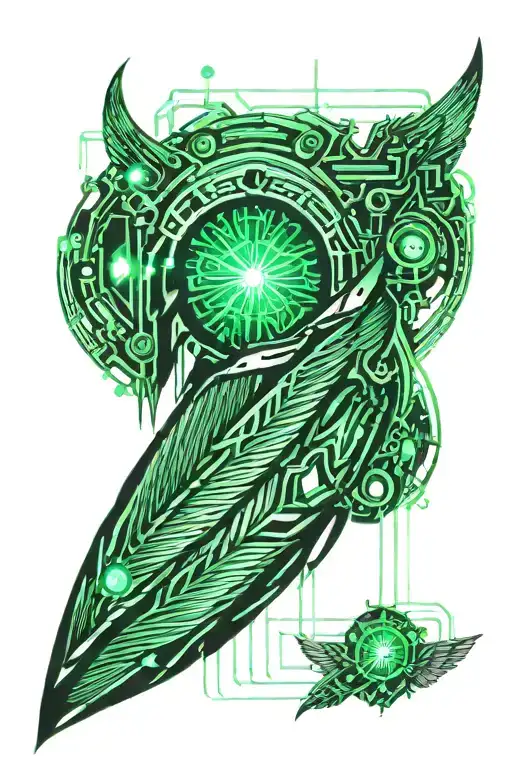 Wing With Water Green Tips