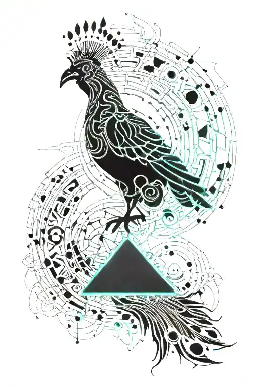 Crow And Peacock Feather