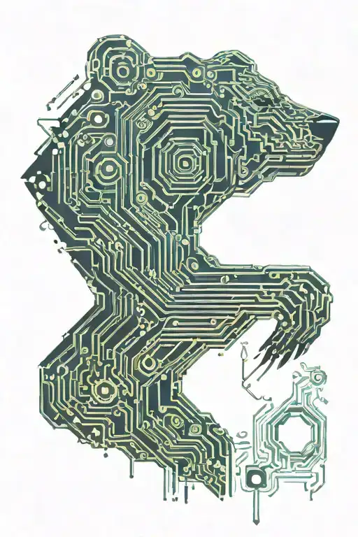 Detailed Circuit Board Shaped Like Bear Head