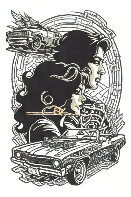 Driving In Old Muscle Car With Arm Around My Wife In Convertible