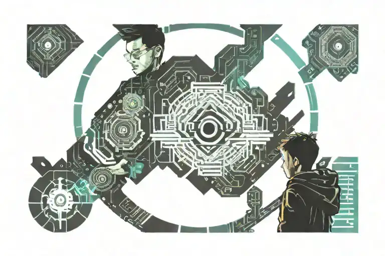 Little Boy Looking At A Cyberpunk Poster With A 404 Error