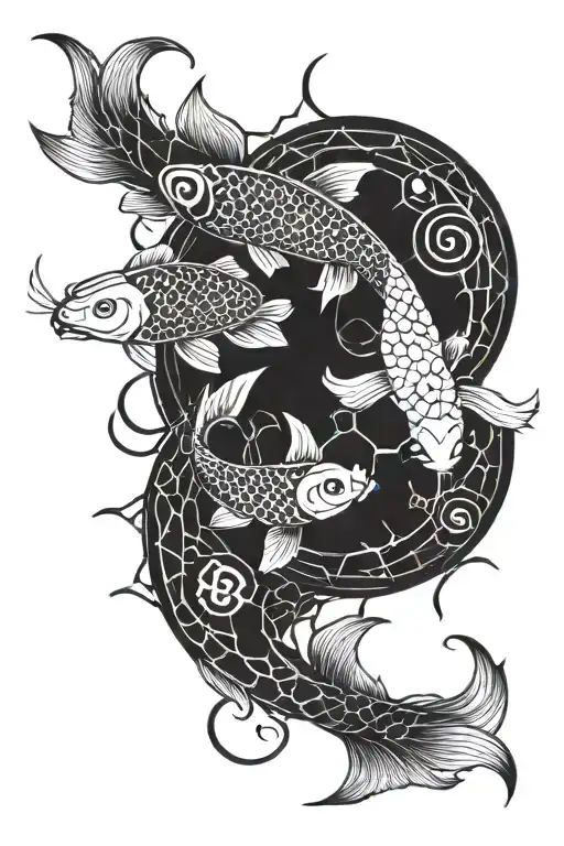 Koi Fish Yin Yang Sun Moon Ohm Swasthi