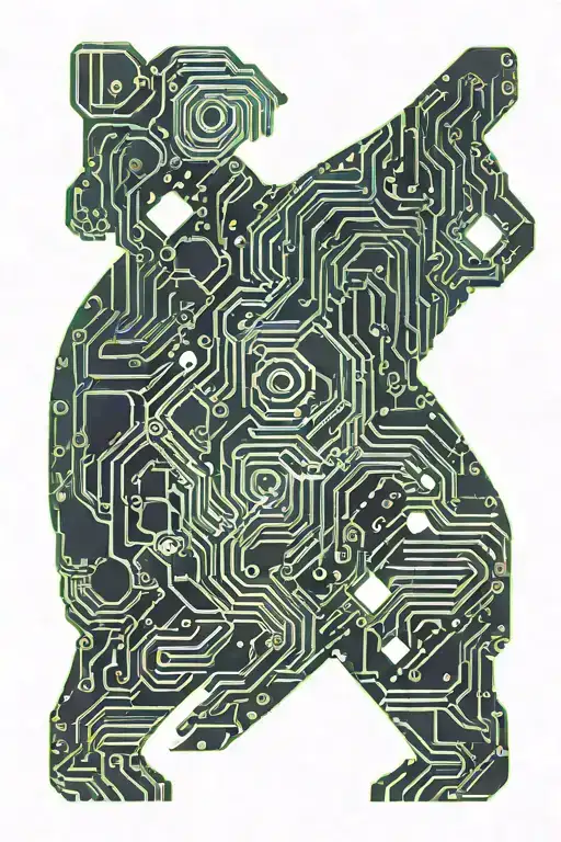 Circuit Board Shaped Like Bear Looking Forward Looking At Us