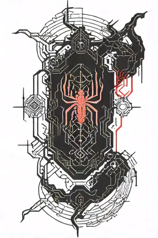 Big Back Tattoo With Red Spider