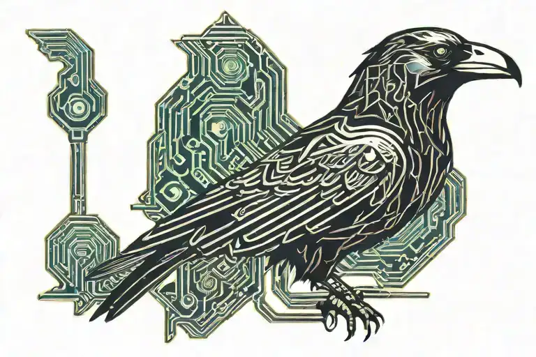 Cyber Sigilism Crow Perched