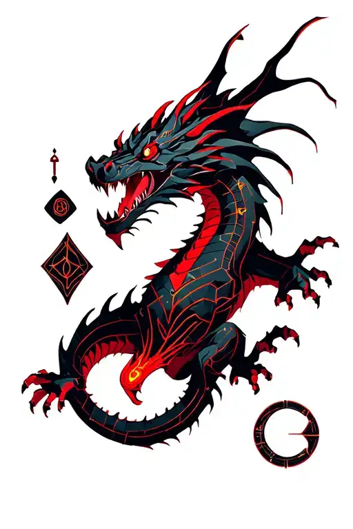 Dragon In Black And Red