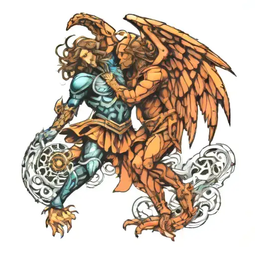 Saint Micheal And The Devil Half Angel