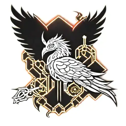 Phoenix With Anchor Design