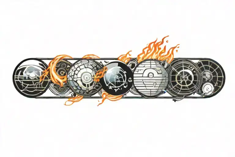 Planets With Flames Engulfing