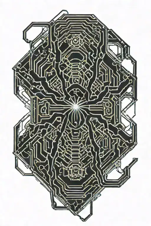 Minimalist Cyber Sigilism Spider Crawling