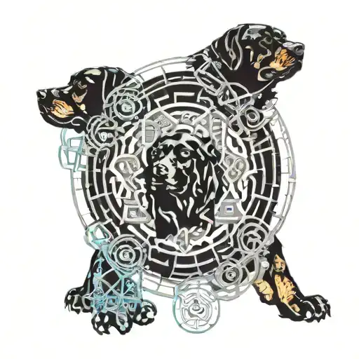 Solomon Seal With Rottweiler Surrounded By Power Symbols