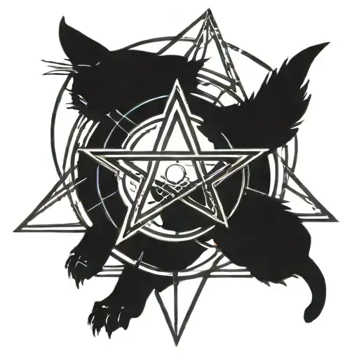 Pentagram With A Cat