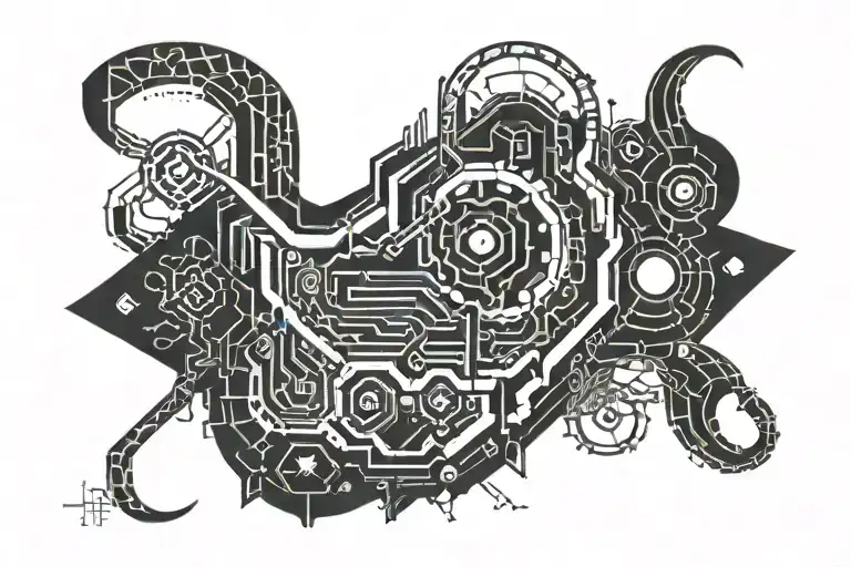 Abstract Neck Tattoo Design