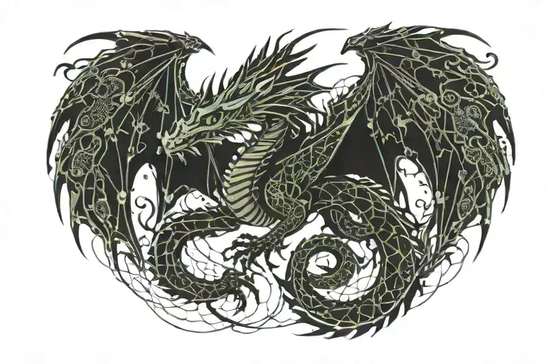 Lace Pattern Dragon Flying