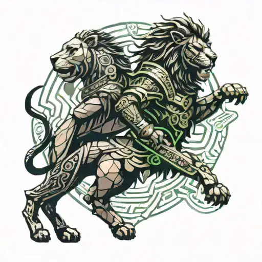 Gladiator Vs Lion In Collosseum