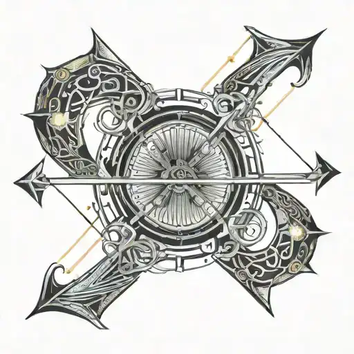 Ancient Greek Bow And Arrow Design With Intricate Patterns