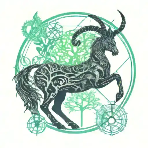 Demoniac Capricorn With The Tree Of Life