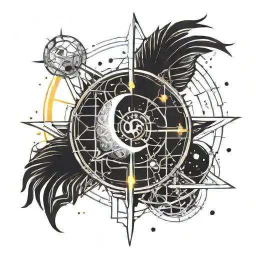 Sun And Moon And Stars But Moon Is The Main Design