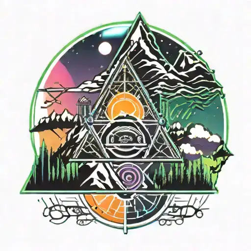 Combine Elements Of Amateur Radio Equipment With A Mountain Landscape And Northern Lights