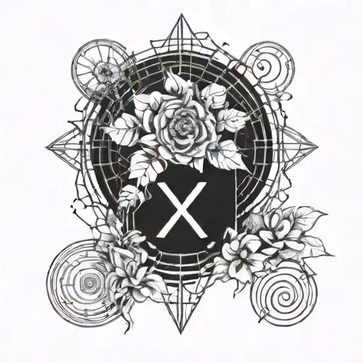 Ii X Roman Numerals With Simple Flower