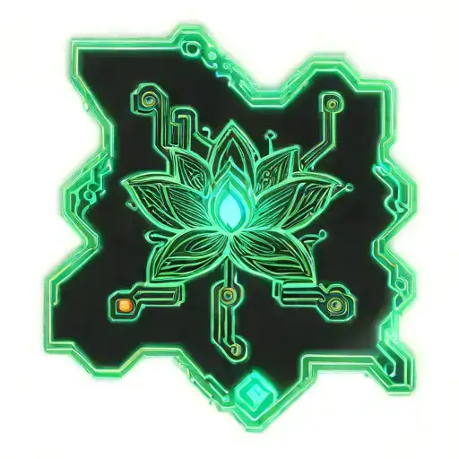 Simple Turquoise Lotus On Pcb Circuit Board