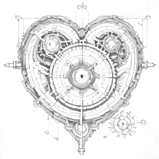 Gyroscopic Compass With Gears And Piston Pumping A Mechanical Heart