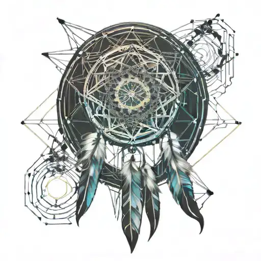 A Dreamcatcher With Intricate Geometric Patterns Symbolizing Intuition