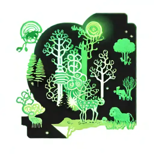 A Whimsical Forest Scene With Animals Playing And Frolicking In Nature