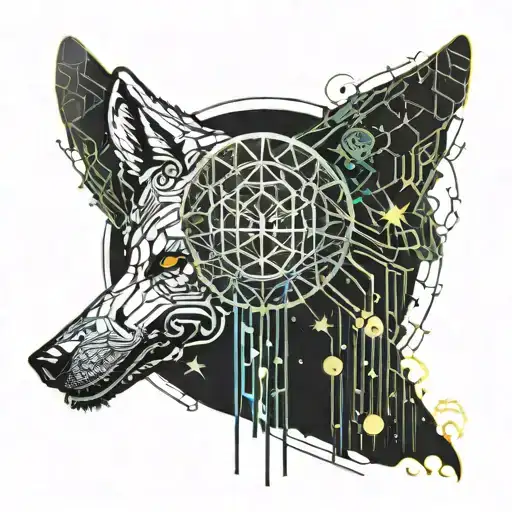 Wolf And Deathly Hallow And Yin And Yang