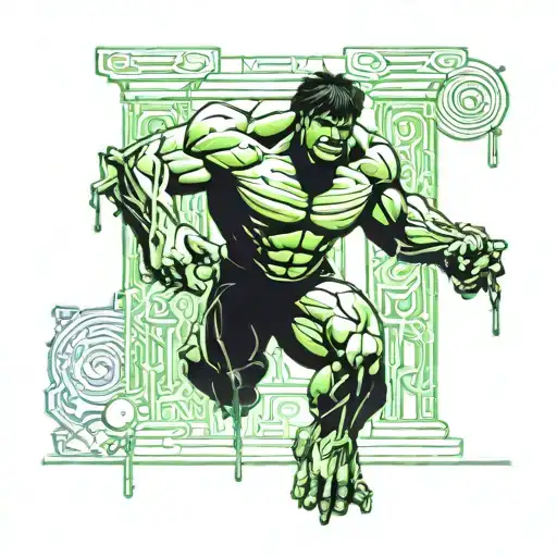 Incredible Hulk Standing Between Roman Columns Making Roman Numeral 2