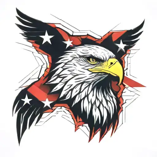 Bald Eagle Wrapped In American Flag