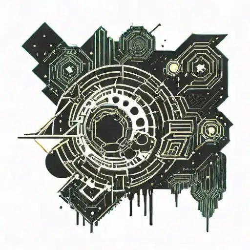 Space Theme Tattoo Featuring