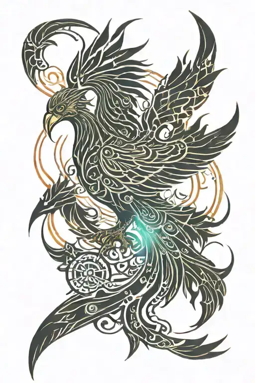 Phoenix Rising From Flames