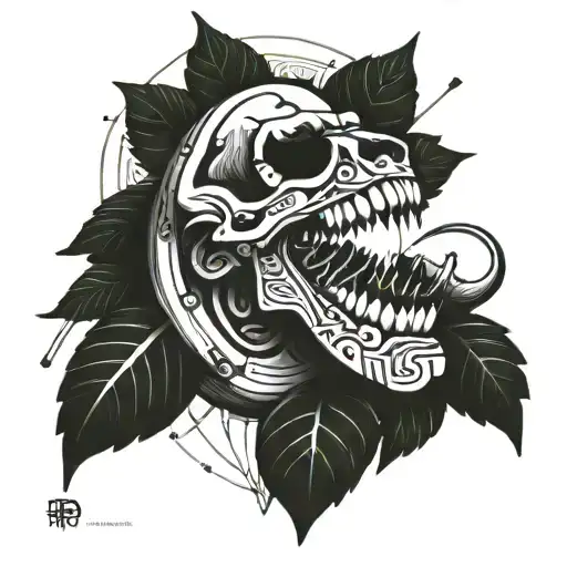 A Dental-themed Tattoo Incorporating Elements Of Nature Like Trees And Flowers