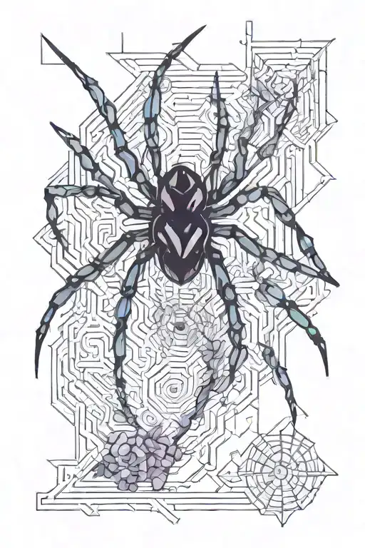 Spider On Shoulder Crawling Down To Violets