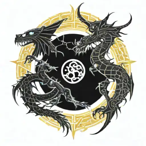 Sun Moon And Dragon Intertwined