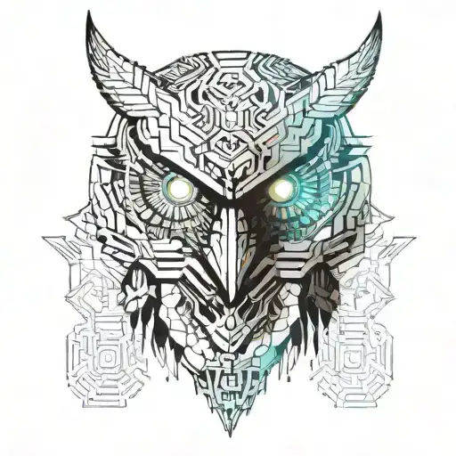 Half Oni Mask Half Owl Face