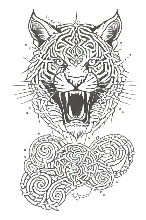 Celtic Tiger With Water Splash