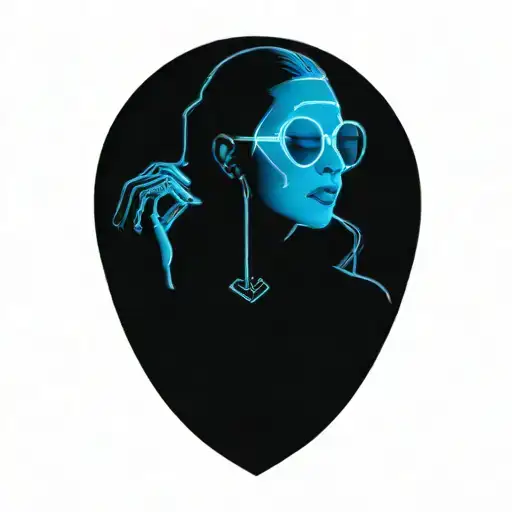 Cyberpunk Inspired Tattoo Lady With Sunglasses